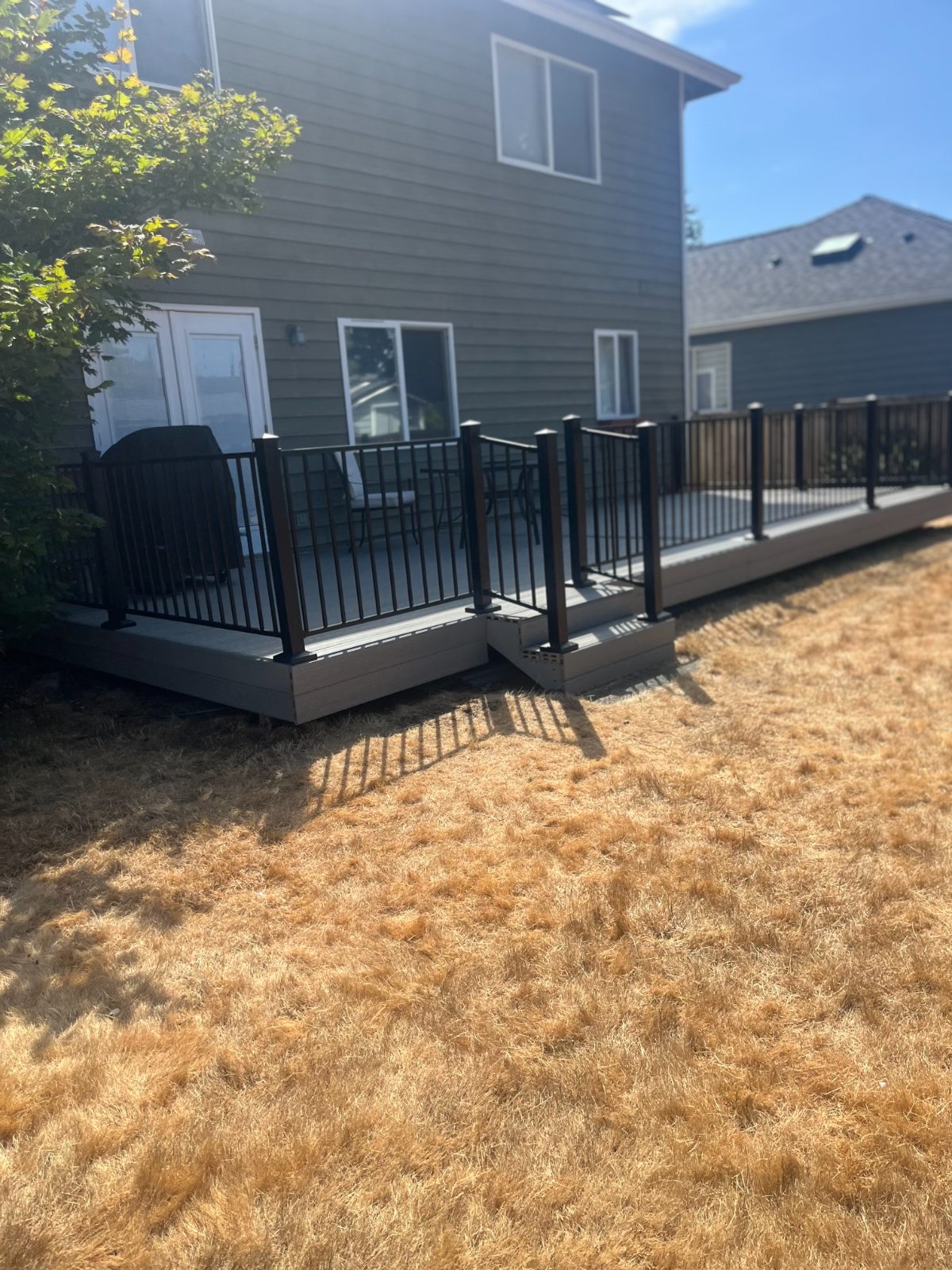 Composite deck with black railing